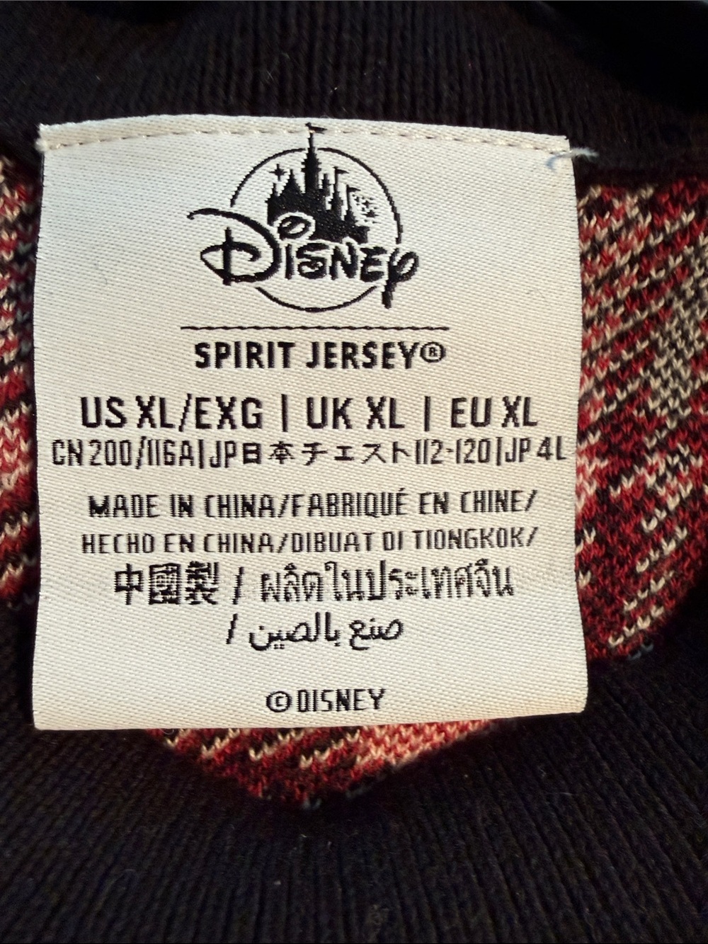 Disney Spirit Jersey Mickey Mouse Plaid Sweater XL Red Black Buffalo Check - Picture 3 of 5